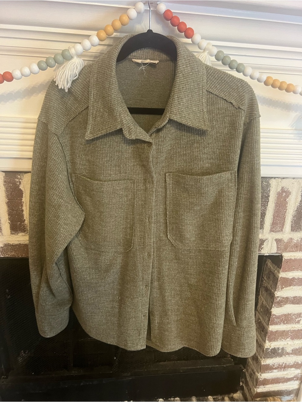 Women's Olive Green Knit Jean Jacket Shacket